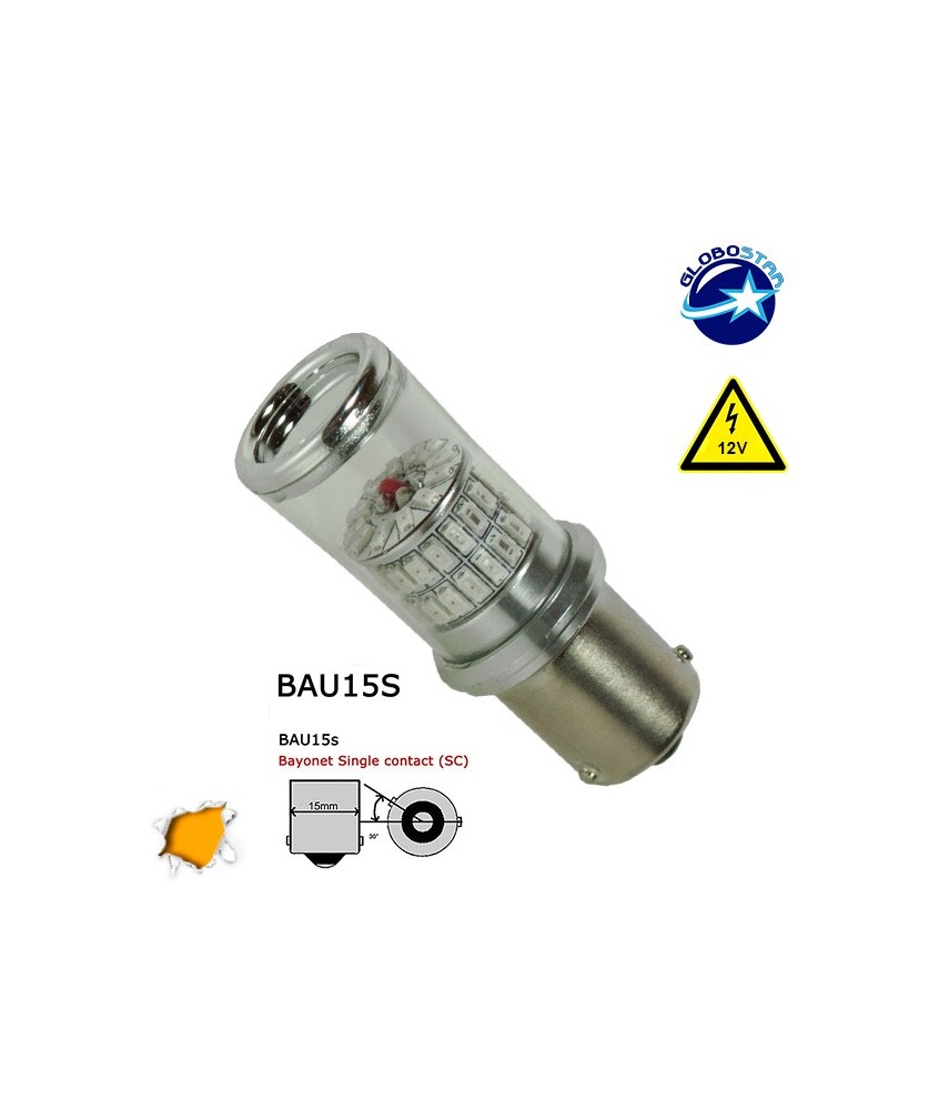 Λαμπτήρας BAU15S 48 SMD 4014 Can Bus 12v Πορτοκαλί GloboStar 05473